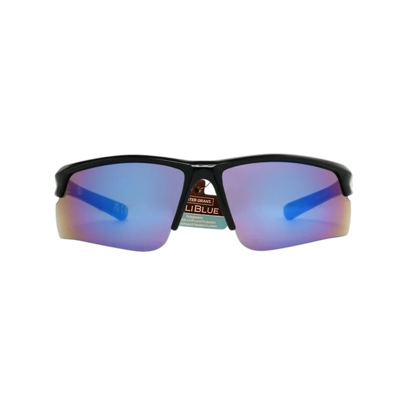 Foster Grant Cali Blue Performance Blade Black Sunglasses with Blue Lenses - Picture 2 of 13